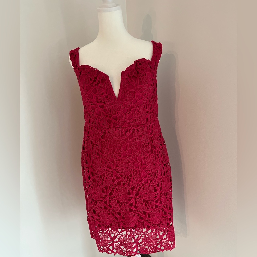 Chic Dantail Formal Sleeveless Magenta Pink Dress Size Large